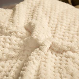 Koc narzuta Sherpa 150x200 jasnobeżowy biały dwustronny baranek