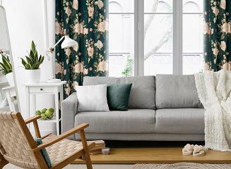 Zasłona gotowa na taśmie ROSE 135x270 Eurofirany ciemnozielony