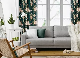 Zasłona gotowa na taśmie ROSE 135x270 Eurofirany ciemnozielony