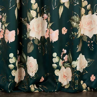 Zasłona gotowa na taśmie ROSE 135x270 Eurofirany ciemnozielony