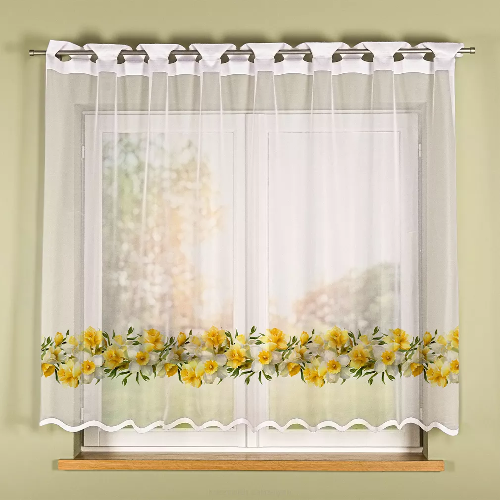 Firanka żakardowa na szelkach ŻONKILE 250x140 biała żółta