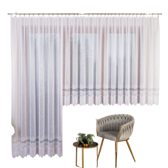 Firanka żakardowa gotowa na żabki MODESTA-1 300x250 biała