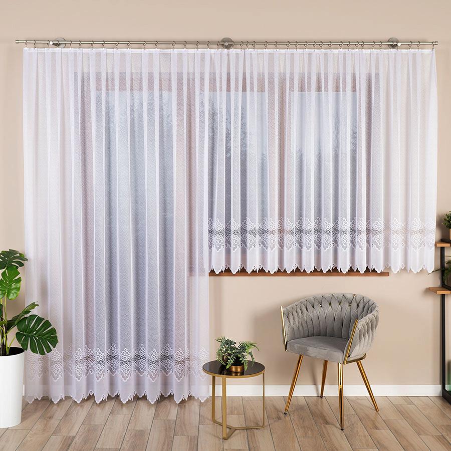 Firanka żakardowa gotowa na żabki MODESTA-1 300x250 biała