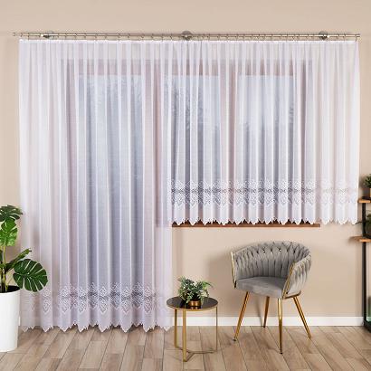 Firanka żakardowa gotowa na żabki MODESTA-1 300x250 biała