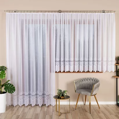 Firanka żakardowa gotowa na żabki MODESTA-1 300x250 biała