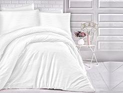 Pościel satyna bawełniana adamaszek 200x220 biała