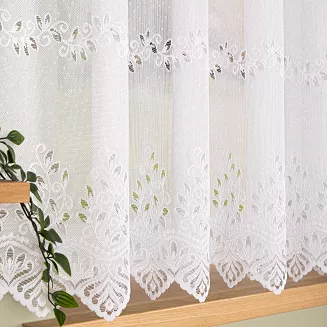 Firanka żakardowa gotowa na szelkach JAGODA 400x160 biała