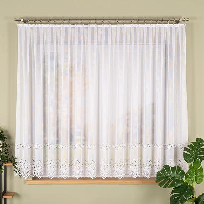 Firanka żakardowa gotowa na żabki JAGODA 400x160 biała