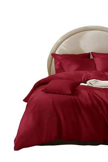 Pościel satyna bawełniana SIN 220x200 jednobarwna bordowa