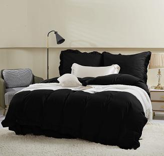 Pościel Ruffy 140x200 czarna z falbanką