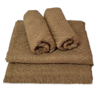 Komplet dekoracyjny narzuta 160x205 + 2x 60x160 ROMBY camel