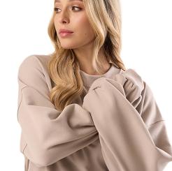 Bawełniana bluza dresowa z długim rękawem Babell kod 3009 taupe
