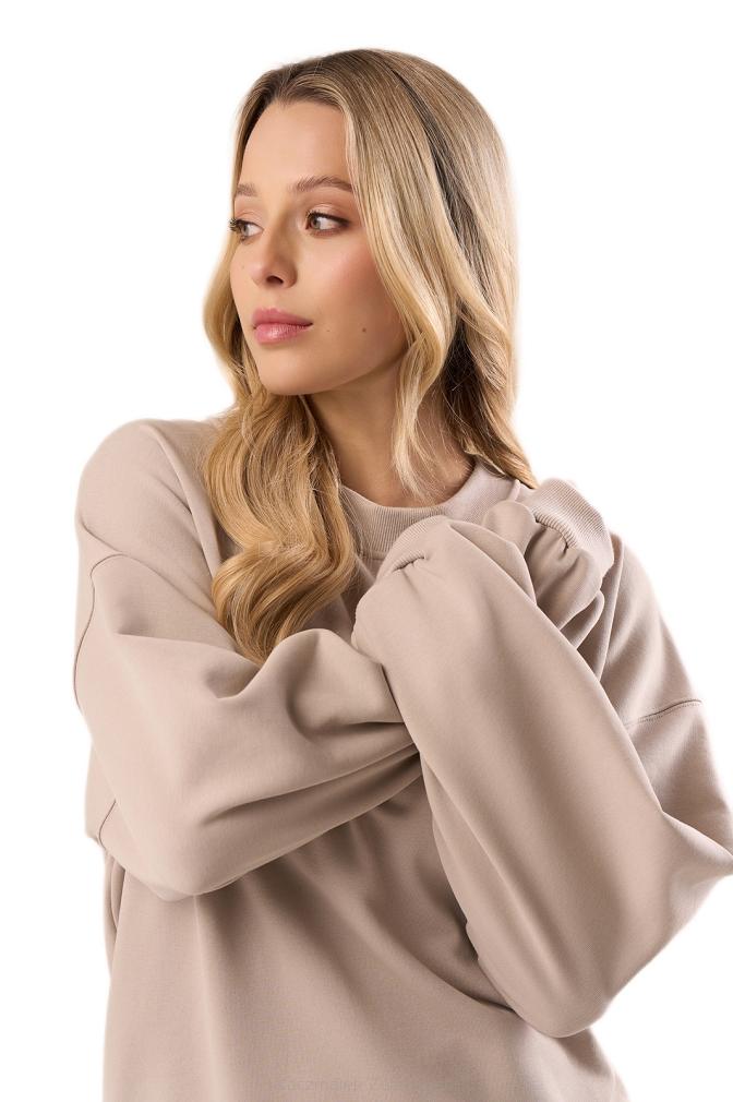 Bawełniana bluza dresowa z długim rękawem Babell kod 3009 taupe
