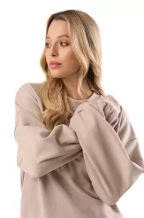 Bawełniana bluza dresowa z długim rękawem Babell kod 3009 taupe