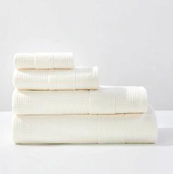 Ręcznik bawełniany wafel Checky 100x150 biały z ozdobną bordiurą