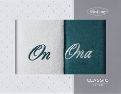 Komplet ręczników ON-ONA 2 szt. 70x140 Eurofirany ciemnozielony kremowy