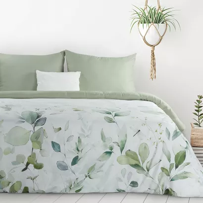 Pościel VERANO10 160x200 Design91biała oliwkowa botaniczny nadruk gałązki listki