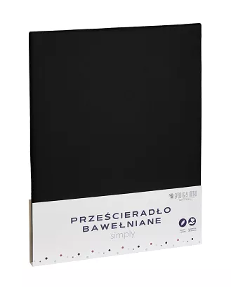 Prześcieradło bawełniane bez gumki SIMPLY 160x200 czarne