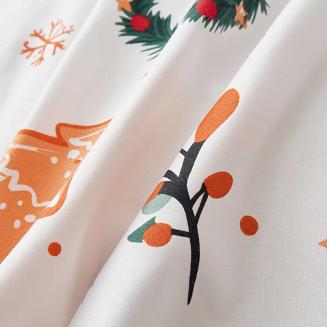 Biała Świąteczna Pościel z Mikrofibry z Nadrukiem 160x200 Gingerbread