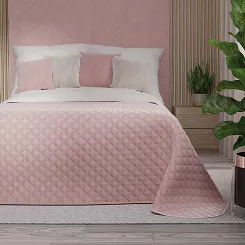 Narzuta dekoracyjna VELVI 170x210 pikowana w geometryczny wzór jasnoróżowa
