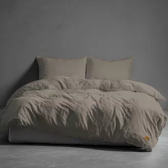 Pościel Bawełna Taupe Pure /220/ Z Ozdobnymi Guzikami