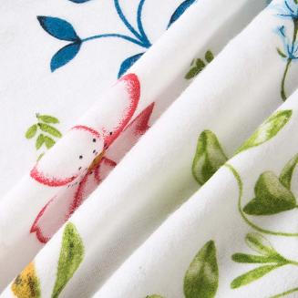 Pościel flanelowa FLANELOVE 180x200 biała w kolorowe kwiaty