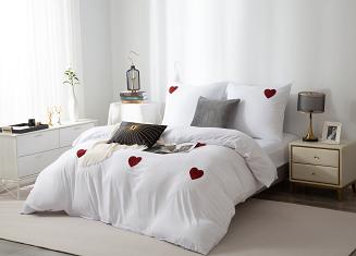 Biała Pościel w Serca 140x200 Cuty Serce