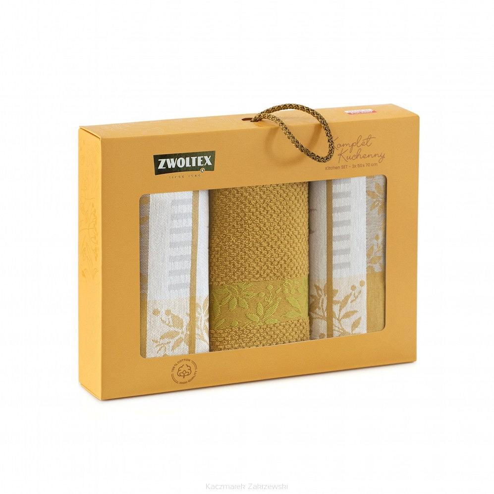 Komplet ścierek kuchennych + ręcznik ZWOLTEX Jarzębina żółty
