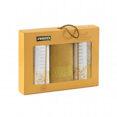 Komplet ścierek kuchennych + ręcznik ZWOLTEX Jarzębina żółty