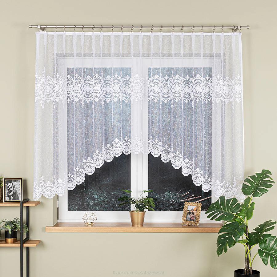 Firanka żakardowa gotowa na żabki ŻANETA 300x135 biała