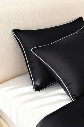 Poszewka bambusowa 70x80 czarna z białą bizą