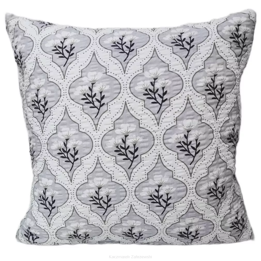 Poszewka z kory 70x80 biała szara roślinna arabeska