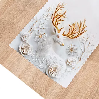 JELONEK Z EFEKTEM 3D Bieżnik NINA WODOODPORNA, 38x140cm, kolor 001 biały PBN344/KSP/C01/038140/1