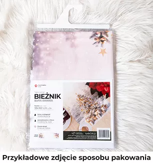 JELONEK Z EFEKTEM 3D Bieżnik NINA WODOODPORNA, 38x140cm, kolor 001 biały PBN344/KSP/C01/038140/1
