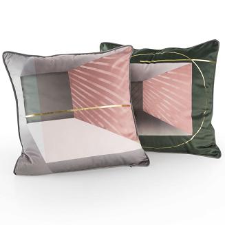 Poszewka dekoracyjna ADLER 40x40x8 Eurofirany stalowy/różowy