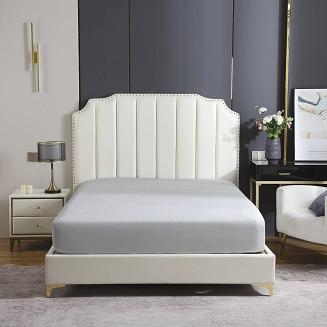 Prześcieradło satyna bawełniana z gumką 120x200 SIN szare