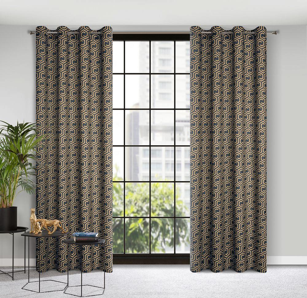 Zasłona gotowa na przelotkach JULIET 140x250 Design91 grafitowy/beżowy