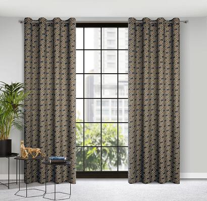 Zasłona gotowa na przelotkach JULIET 140x250 Design91 grafitowa / beżowa