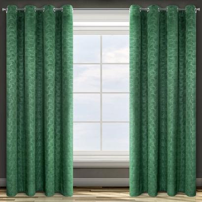 Zasłona gotowa na przelotkach ELLEN 140x250 Design91 zielona