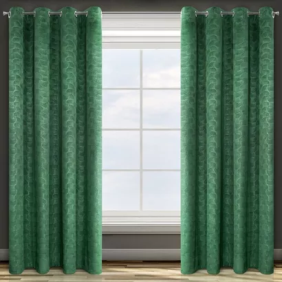Zasłona gotowa na przelotkach ELLEN 140x250 Design91 zielona