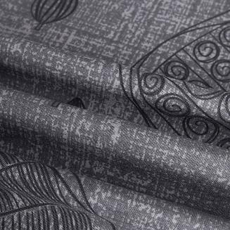 Pościel bawełniana LEAF 200x220 grafitowa szara w liście