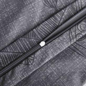 Pościel bawełniana LEAF 200x220 grafitowa szara w liście