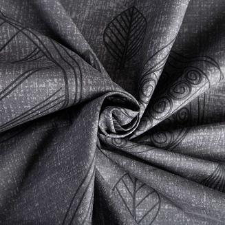 Pościel bawełniana LEAF 200x220 grafitowa szara w liście