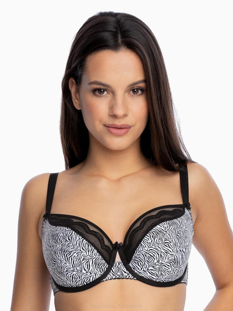 Biustonosz GAIA Semi-soft Teona 1152 półusztywniany czarno biały