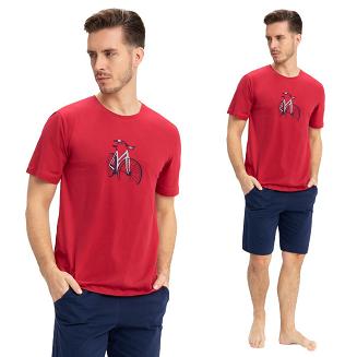 Piżama męska LUNA kod 734 bordowa granatowa rower