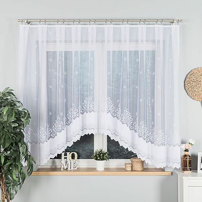 Firanka żakardowa gotowa na żabki GENOWEFA 350x160 biała