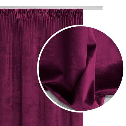 Zasłona gotowa na taśmie VELVET SOFT 140x270 welurowa amarantowa