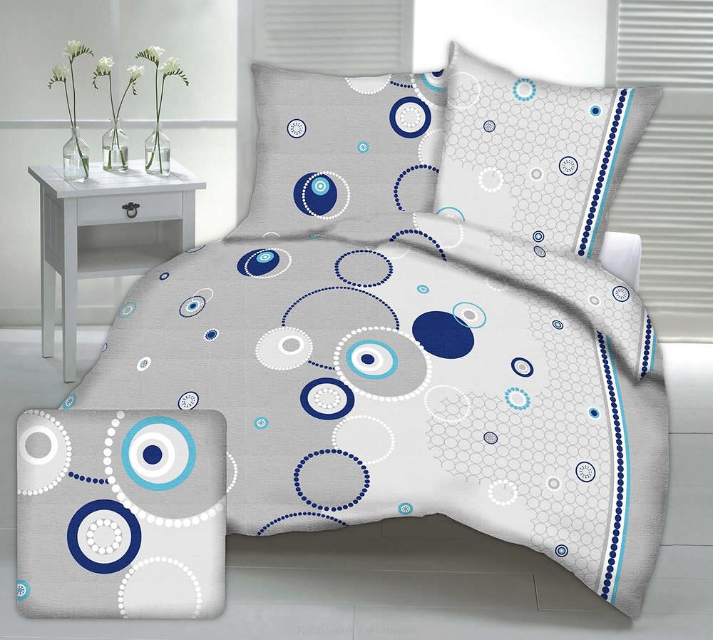 Pościel z kory 140x200 wzór okręgi na szarości