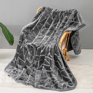 Koc akrylowy tłoczony LIV 200x220 gruby ciepły grafitowy