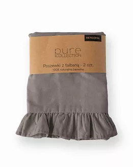 KPL POSZEWEK BAWEŁNA PURE CIEPŁOSZARE 40X40  (a'2SZT) Z FALBANĄ